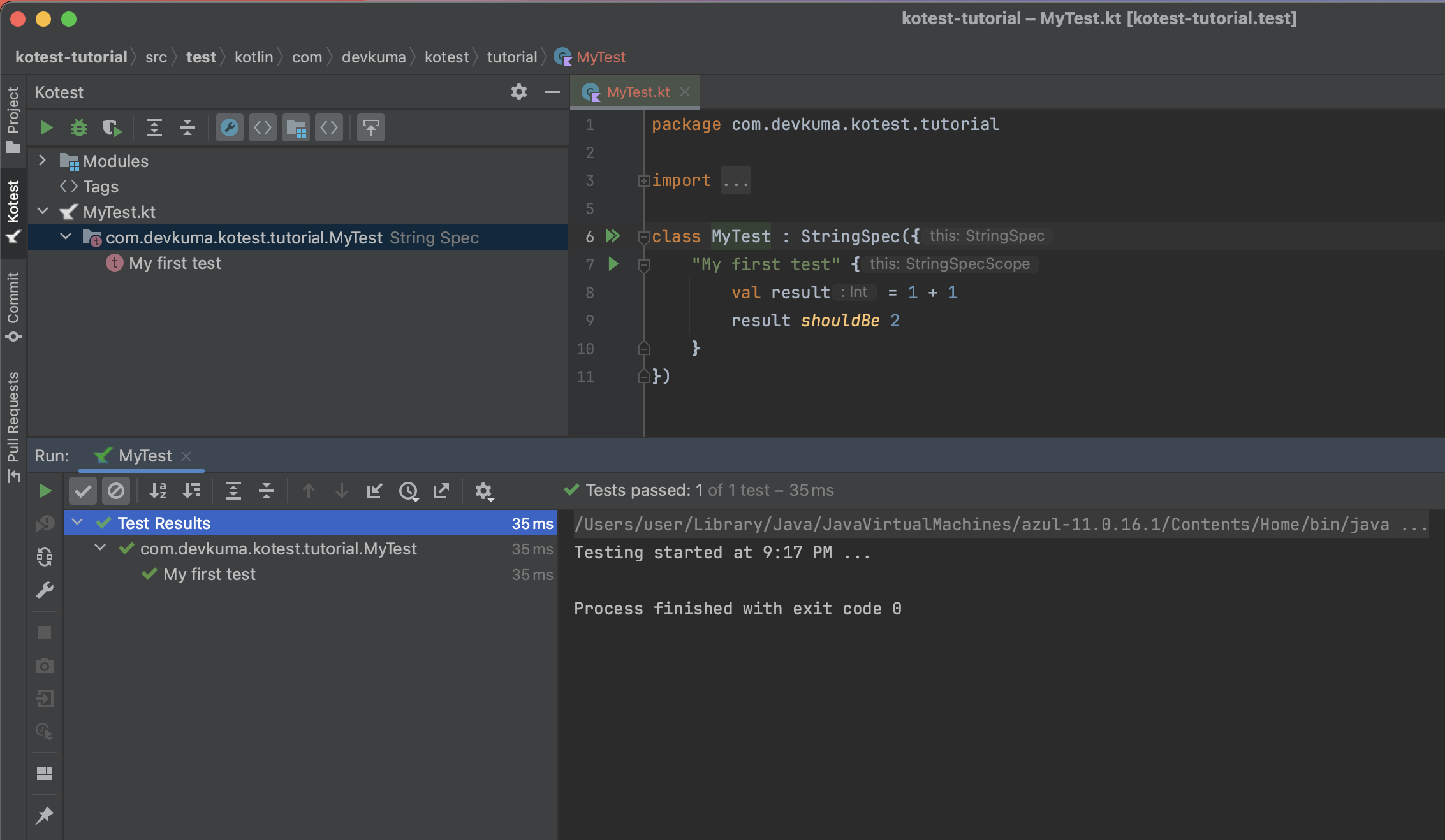 IntelliJ IDEA 실행 결과