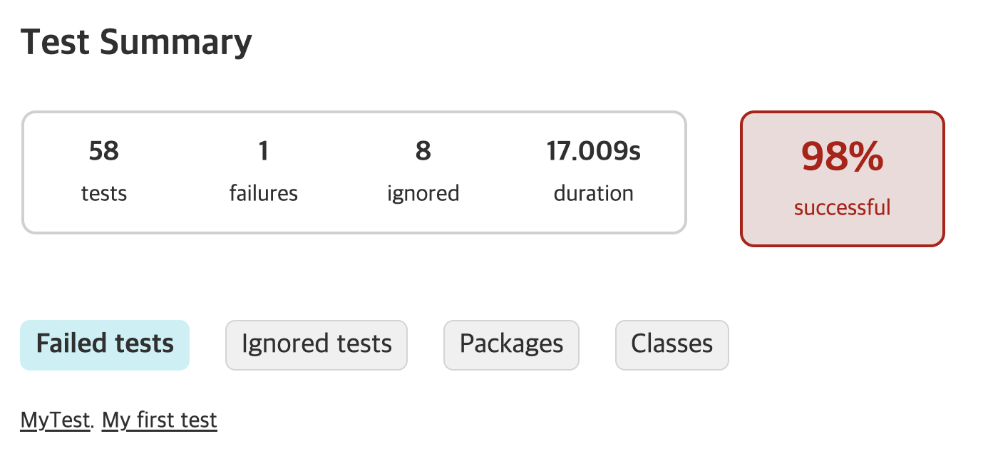 Test Summary 실패