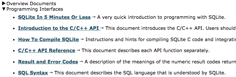 sqlite documentation