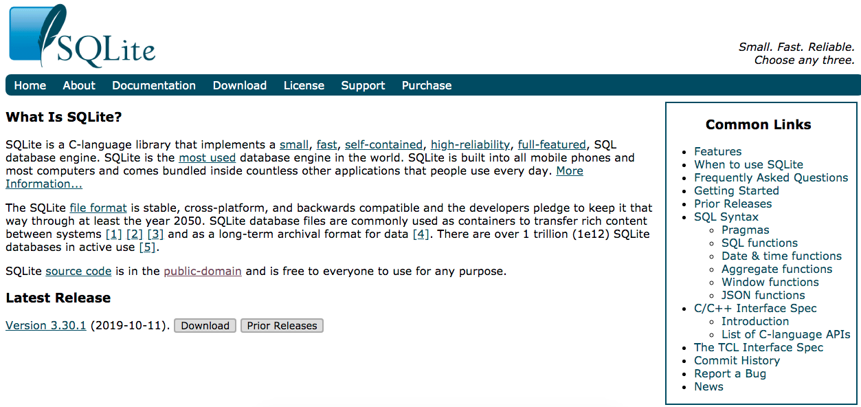 sqlite documentation